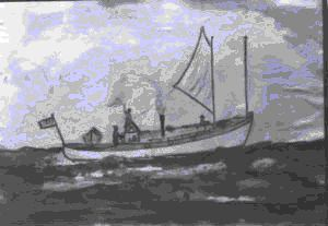 Image of Eskimo [Inuit] drawing of the Seeko motor boat built in Provincetown used on expedition