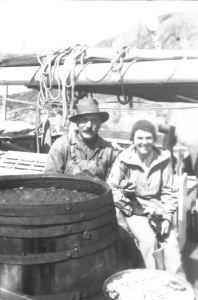 Image of Fishing captain and woman on Fishing Schooner