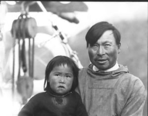 Image of Eskimo [Inuit] father and daughter
