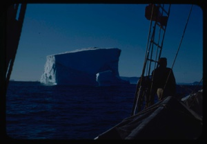 Image: Iceberg in shadows, through rigging