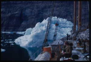 Image of Bowdoin nearing iceberg