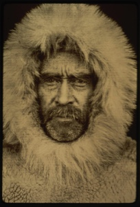 Image of Robert Peary in furs after return from Pole