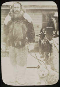Image of Robert Peary in furs on the Roosevelt