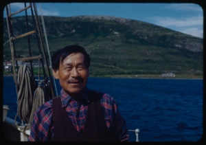 Image of Eskimo [Inuk] man aboard Bowdoin