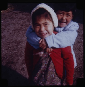 Image: Two Eskimo [Inuit] girls--piggyback
