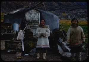 Image: Eskimo [Inuit] couple by tent