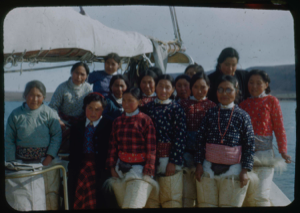 Image of Fifteen Eskimo [Inuit] women aboard