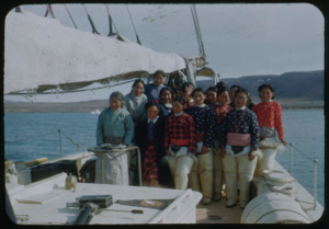 Image of Fifteen Eskimo [Inuit] women aboard