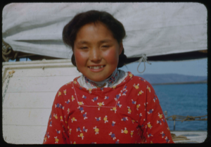 Image of Eskimo [Inuk] girl, aboard