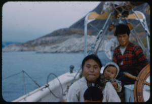 Image of Eskimo [Inuit] family aboard