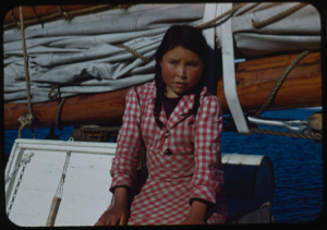 Image of Eskimo [Inuk] girl aboard