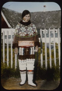 Image of Eskimo [Inuk] woman in traditional dress