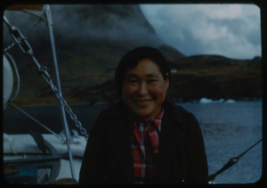Image of Eskimo [Inuk] woman aboard