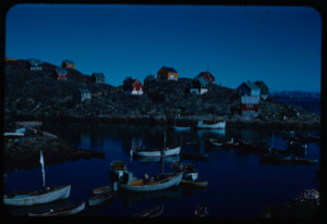 Image of Village. Many boats in harbor
