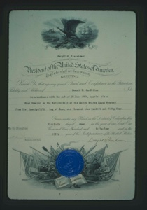 Image: Certificate from President Eisenhower