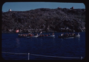 Image of Three boatloads of Eskimos [Inuit]