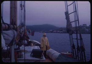 Image: Donald MacMillan on deck, in slicker