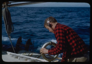 Image: Peter Rand with radio directional finder