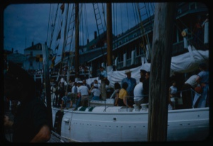 Image of Crowd aboard Bowdoin, tied up