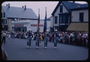 Image of Parade before departure, color guard