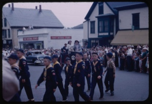 Image: Parade before departure, cub scouts