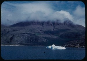 Image: Iceberg remains, clouds on mountain top