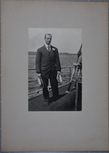 Image: [Donald MacMillan on The S.S. Roosevelt in dress suit]