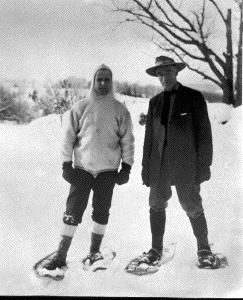 Image of [Donald MacMillan and ? on snowshoes]