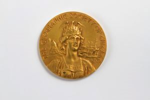 Image of Geographic Society of Chicago Gold Medal, presented to Donald MacMillan in 1949