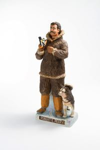 Image: Decanter, figure of Robert E. Peary with dog