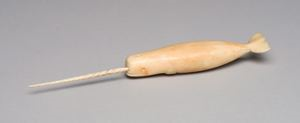 Image of Ivory narwhal model with horn