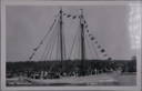 Image of Schooner BOWDOIN at Boothbay Harbor, dressed; guests aboard