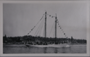 Image of Schooner BOWDOIN at Boothbay Harbor [?], dressed; guests aboard