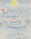 Image of [polar bear stalking seal; notecard]