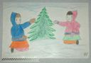 Image of [two girls and a small tree]
