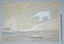 Image of [polar bear approaching a harp seal]