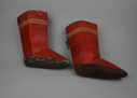 Image of Red sealskin Kamiit [boots] with band of red and white avigtat at top