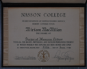 Image of Diploma from Nasson College to Miriam MacMillan, Doctor of Humane Letters