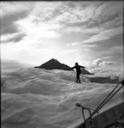Image of Donald MacMillan on iceberg, Umanak Fjord