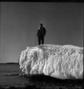 Image of Rutherford Platt on iceberg, Etah