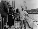 Image of Martha (wearing West Greenland dress), Miriam MacMillan, Clayton Hodgdon on deck