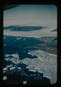 Image of View of Bronlunds Fjord from the air. Note floating icebergs.