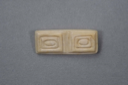 Image of Rectangular ivory pin w/2 carved ivory squares and 3 carved squares within