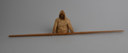 Image of Wooden figure (torso) in anorak, with 20" long paddle, for kayak model