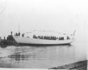 Image of Schooner Bowdoin just launched with guests aboard, Hodgdon Brothers Yard