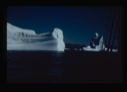 Image of Icebergs seen through rigging, in low light