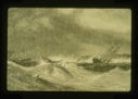 Image of Drawing: Ships going down in storm (B&W)