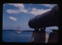 Image of The Bowdoin at Antille's Cove. Moravian cannon in foreground