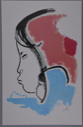 Image of Eskimo [Inuit] mother and child profiles- reproduction of painting (with message)