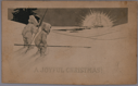 Image of A Joyful Christmas! Children holding harpoons looking at schooner (w. message)